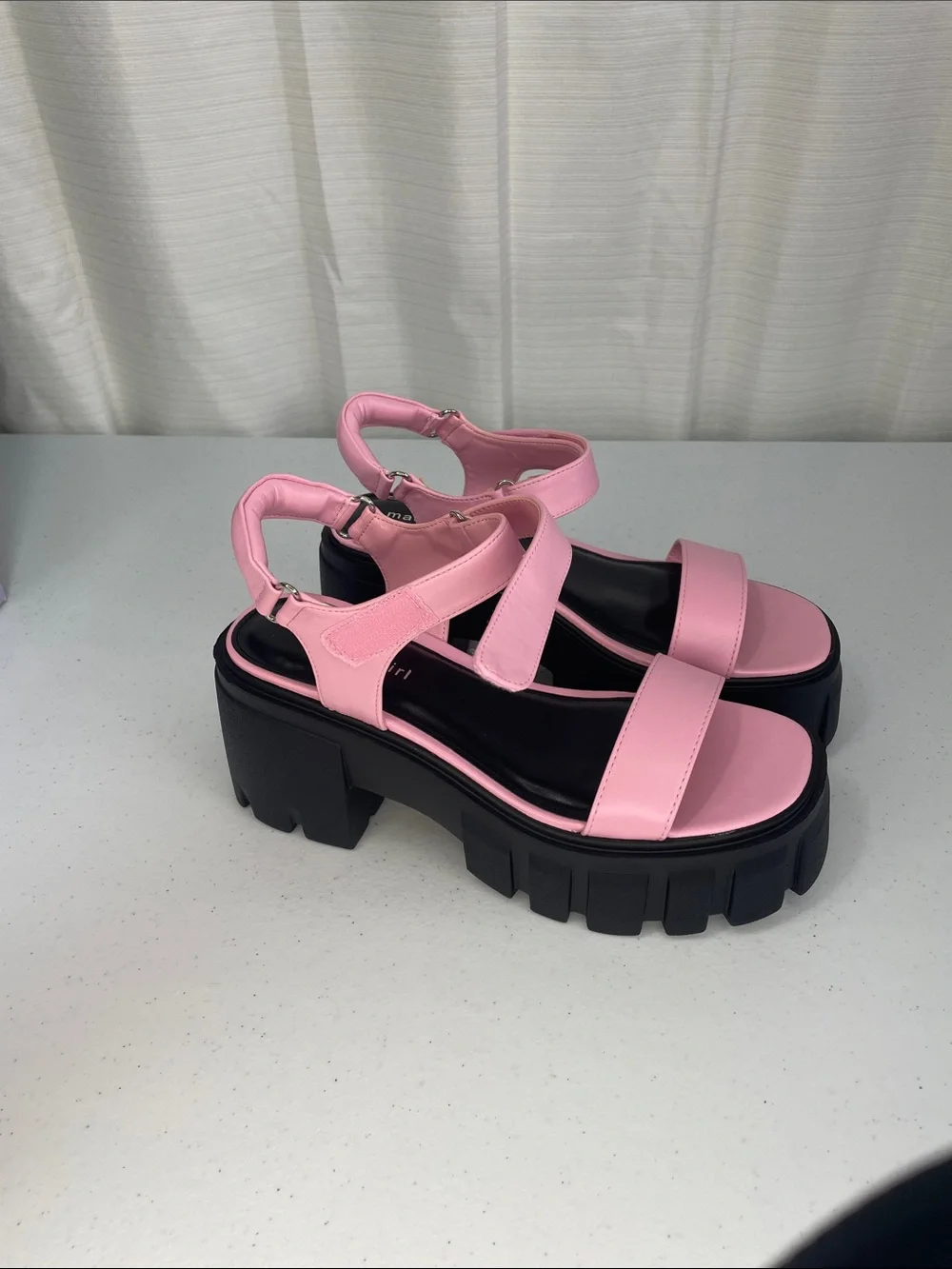 Madden Girl Pink Platform Lug Sandals